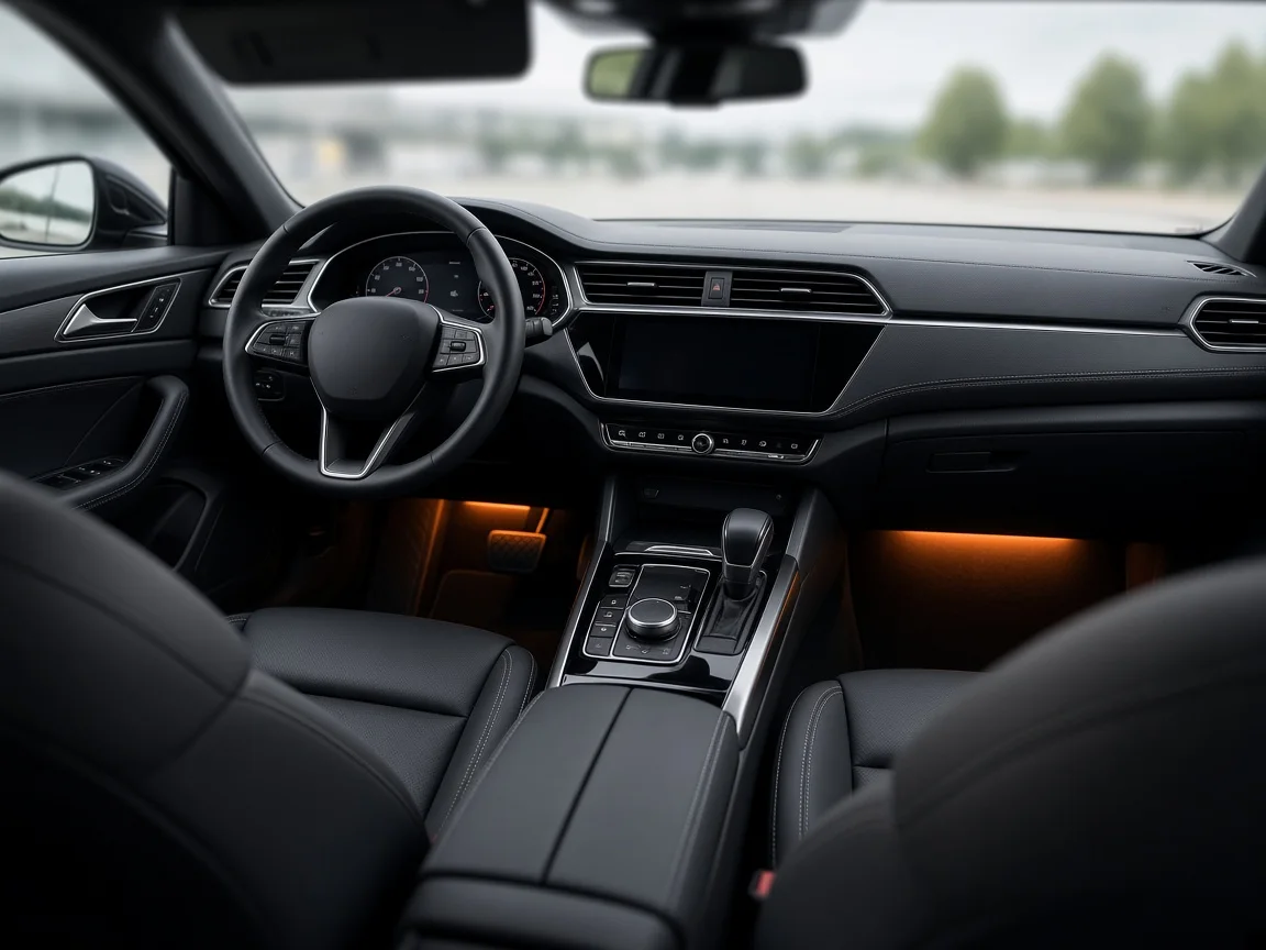 Clean detailed car interior with conditioned leather seats
