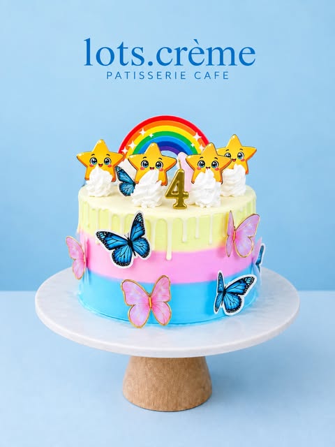 Cakes on display at Lots. Crème